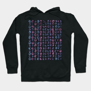 Purple Blue Eyes Modern Decorative Abstract Mosaic Dots Pattern Night Hoodie